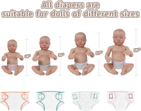 SCOM 4 PCS Baby Doll Diapers Baby Doll Accessories Sets Sized for 14-18 inch American Reborn Baby Dolls,Realistic Baby Dolls, for Kid Age 3+ (Diap...