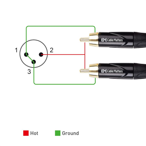 Cable Matters Dual RCA to XLR Stereo Audio Splitter Cable 10 ft / 3m (XLR to Dual RCA Splitter Adapter) in Black...