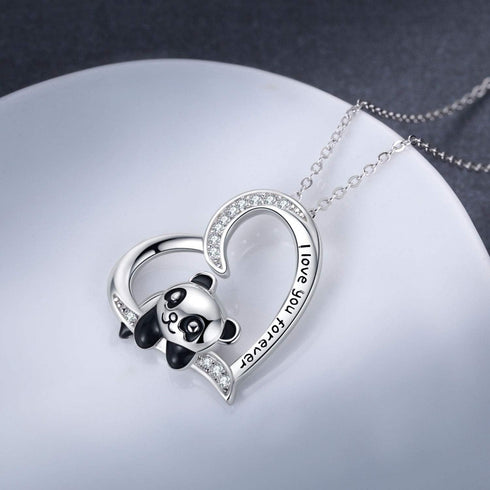 JUSTKIDSTOY Panda Necklace Gifts for Mother's Day 925 Sterling Silver Cute Animal Heart Pendant - I Love You Forever Jewelry for Women Daughter Pa...