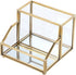 Hipiwe Glass Business Card Holder Stand with Pen/Pencil Organizer Gold Business Name Cards Display Holder for Home Office Desktop Countertop, 2 Sl...