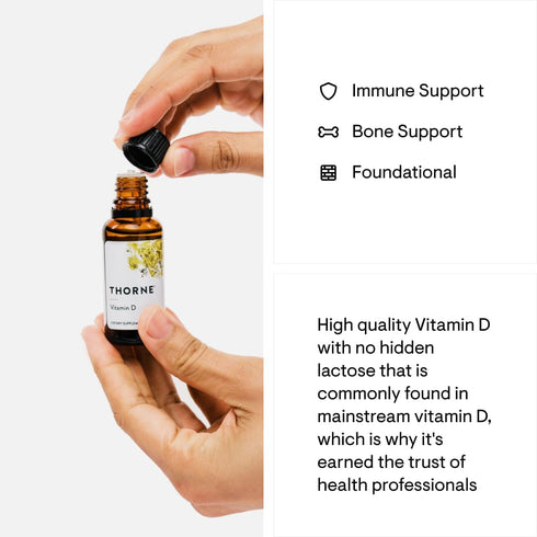 THORNE Vitamin D Liquid - Vitamin D Supplement - Supports Healthy Bones and Muscles, Cardiovascular Health, and Immune Function* - 1 Fl Oz (30 ml)...