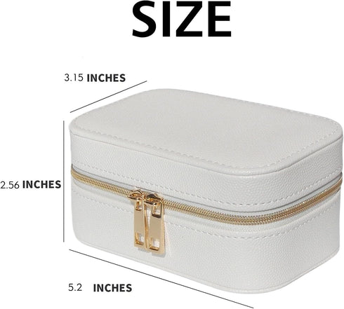 Small Jewelry Travel Case for Women & Girls Mini Leather Jewelry Box Is Portable Jewelry Case Travel For Fine Jewelry, White Travel Jewelry Case O...