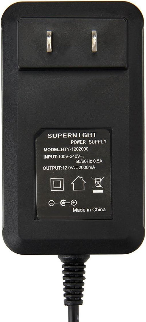 SUPERNIGHT 12V 2A Power Adapter Supply AC 100-240V to DC Power Supply DC Jack 5.5x2.1mm for Led Light Strips, String Lights, Router, CCTV Camera S...