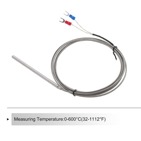 MECCANIXITY K Type Thermocouple Temperature Sensor Probe 5x100mm 6.6ft Wire 0 to 600°C(32 to 1112°F) Stainless Steel...