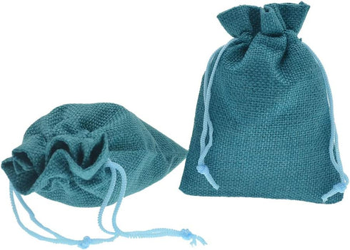 Burlap Bags with Drawstring, 2.7x3.5 Inch Jute Sacks Jewelry Candy Pouch Christmas Wedding Party Favor Gift Bags 20pcs (Peacock Blue)...