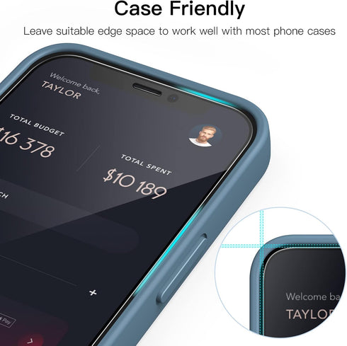 JETech Full Coverage Screen Protector for iPhone 12/12 Pro 6.1-Inch, Black Edge Tempered Glass Film with Easy Installation Tool, Case-Friendly, HD...