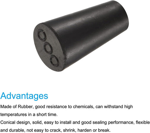 MECCANIXITY Rubber Tapered Plug 8.2mm to 12.7mm Solid Test Tubes Bungs Stopper Black for Lab Home 10 Pieces...