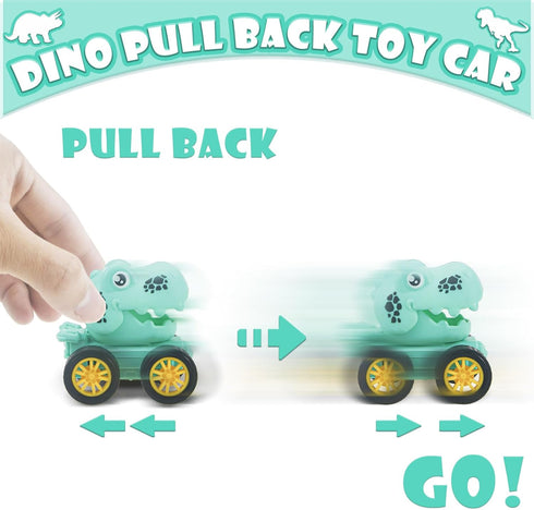 16Pcs Dinosaur Pull Back Cars Set for Kids Toddler, Bulk Mini Dinosaur Party Favors, Pinata Fillers, Goodie Bag Stuffers, Classroom Prizes,Dinosau...