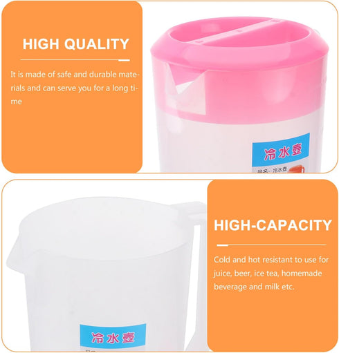 Large Plastic Pitcher With Lid Juice Pot Kettle with Scale Spill Proof Pitchers Cold Water Jug for Ice Tea Juice Drink Beer Coffee Lemonade(2400ml...