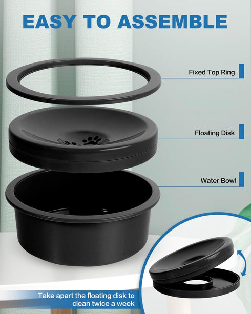 No Spill Water Bowl for Dogs, Slow Drinking Dog Water Dish No Spilling, Messy Splash or Drip, Fits into Elevated Pet Feeder, 30oz Slobber Stopper ...