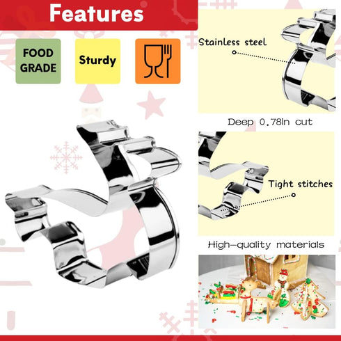KAISHANE 3D Christmas Cookie Cutter 8 Piece Set Holiday Cookie Biscuit Cutter Set - Snowman Christmas Tree Reindeer and Sled for Kids Christmas Pa...