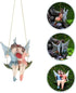 Couple Flower Fairy Garden Pendant, Fairy Girl and Boy Sitting on Swing Sculpture, Exquisite DIY Couple Flower Fairy Garden Pendant, Garden Hangin...