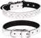 Rhinestones Dog Collar, Adjustable Sparkly Crystal Studded Genuine Leather Pet Dog Collar for Small and Medium Dogs (L, White)...