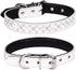 Rhinestones Dog Collar, Adjustable Sparkly Crystal Studded Genuine Leather Pet Dog Collar for Small and Medium Dogs (L, White)...