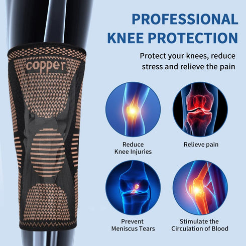 2-Pack Knee Compression Sleeves for Pain Relief & Support During Sports & Weightlifting - Non-Slip Braces for Men & Women, Perfect for ACL, Arthri...