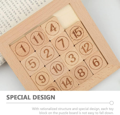 Toddmomy Brain Teasers Toy Wooden Number Slide Puzzle 15 Number Puzzle Slide Game Brain Teaser Sliding Puzzle Math Educational Toys for Kids Boys ...