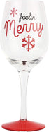 Enesco Our Name is Mud Holiday Feelin' Merry Glitter Wine Glass, 15 Ounce, Multicolor...