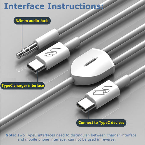 USB C to 3.5mm Audio Cable with PD Charging, 2 in 1 Design Supports Charge and Play Audio Simultaneously, Works with iPhone 15 Series iPad Pro and...
