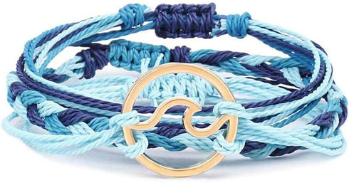Handmade Wave Braided Wax Rope Adjustable Strand Bracelet Set Waterproof Charm Stretch Knot String Thread Bracelets Simple Life PursuitFriendship ...
