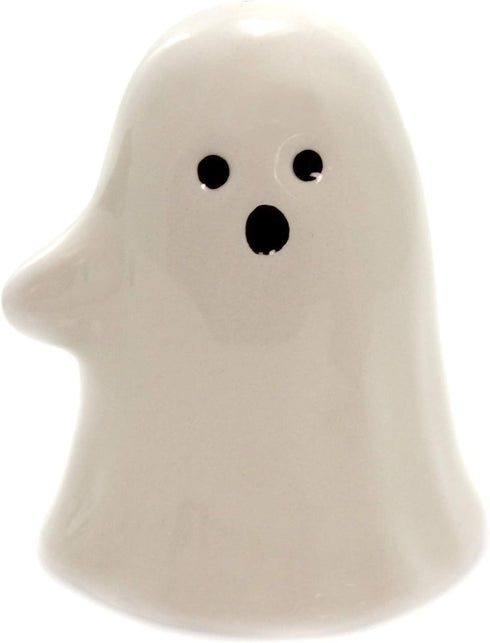 Fine Ceramic Cute Halloween Casper Costume with Pumpkin Wagon Salt & Pepper Shakers Set, 3-1/4" H...
