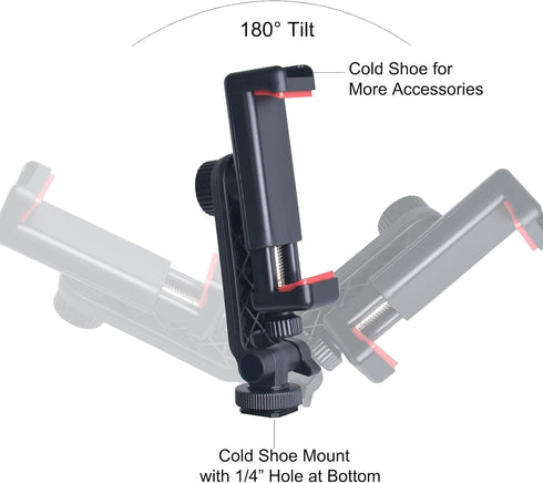 Phone Tripod Mount with Remote Controller, New Universal Smartphone Mount Adapter with Cold Shoe, 360° Rotates Cell Phone Clip Clamp Holder, Compa...