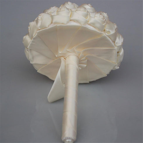 USIX Handcraft Solid Color Popular Satin Rose Bridal Holding Wedding Bouquet Wedding Flower Arrangements Bridesmaid Bouquet(Ivory)...