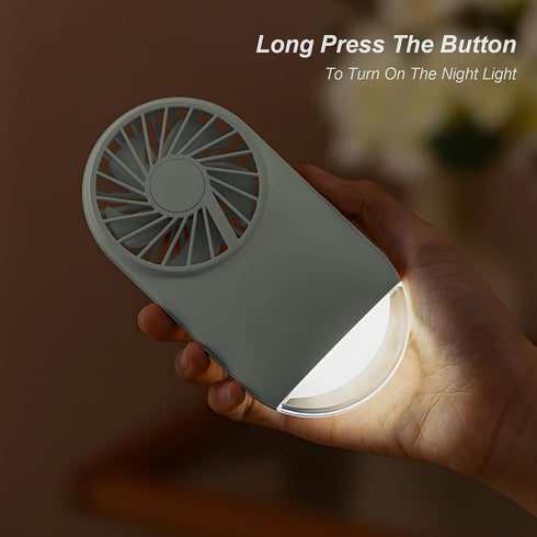 Handheld Mini Fan, USB Rechargeable Small Pocket Fan 7 Working Hours with Flashlight, 4 Speeds, Portable Fan for Travel/Summer/Concerts/Lash...