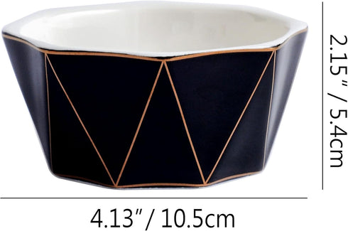 Paper Clip Holder With Gold Line Geometric Ceramic Paper Clip Dispenser for Desk Cute Paper Clip Organizer Office Binder Clip Holder (Black-1)...