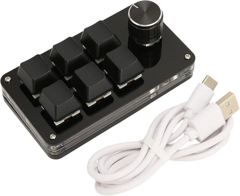 Diyeeni Mini 6 Key Keypad, Mechanical Gaming Keyboard, Portable One Handed USB Macro Keypad with Knob, Easy to Operate, for Music, Media, Industri...
