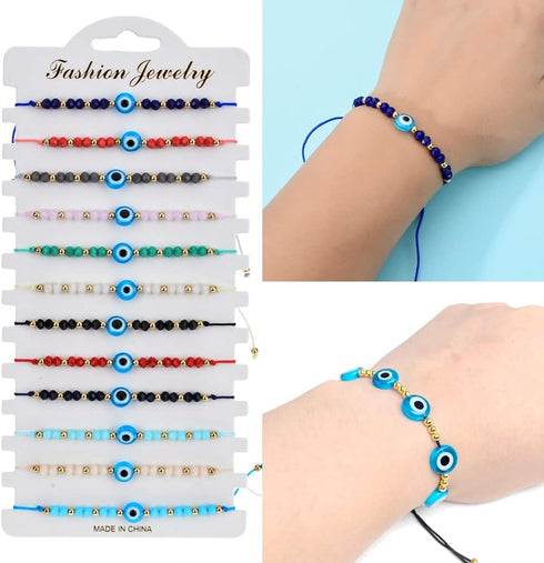 200pcs Evil Eye Beads Aqua Blue Resin Evil Eye Spacer Beads Charms with Elastic Rope for DIY Jewelry Bracelet Necklace Earring Crafts Making Handm...