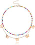 Boho Rainbow Beaded Necklace Layered Neck Chain Multi Color Bead Choker Necklaces Shell Star Butterfly Collar Jewelry Colorful Flower Chain Beach ...