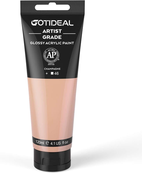 GOTIDEAL Acrylic Paint Champagne Flesh Tubes(120ml, 4.1 oz) Non Toxic Non Fading,Rich Pigments for Painters, Adults & Kids, Ideal for Canvas Wood ...