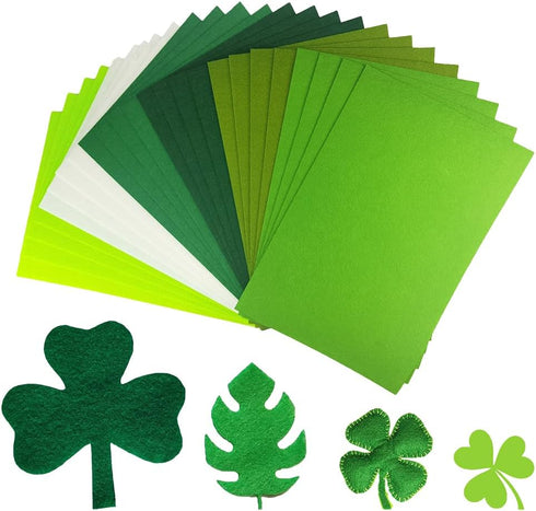 24 Pcs Felt Fabric Sheets, 8 Inch X 12 Inch St. Patrick's Day Green Craft Felt 1mm Thick A4 Stiff Felt Sheets for DIY Supplies(Green Series)...