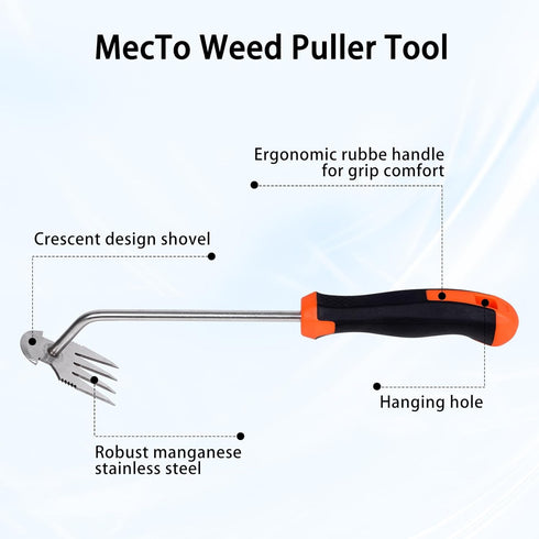 Weed Puller Tool, Uprooting Weeding Tools Gardening with 4 Teeth, Ergonomic Rubber Handle Manual Weeder Multifunctional Hand Weed Puller Tool for ...