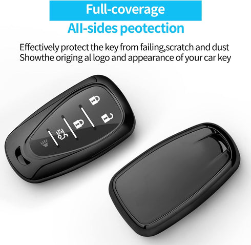 Sindeda for Chevrolet Key Fob Cover With Keychain Soft TPU Full Protection Key Shell Case Compatible with Chevrolet 2016-2024 Chevy Malibu Camaro ...