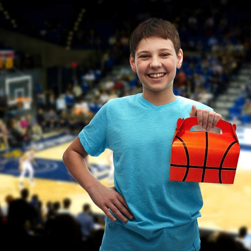 ArtCreativity Basketball Party Favors Goodie Gift Bags for Candy, Cookies, and Sports Themed Party Favor Boxes, Pack of 12 Cute Team Cardboard Box...