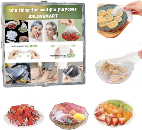 50pcs Disposable plastic food cover, cling film, elastic food cover, refrigerator fruit food, elastic dustproof bowl, cup cover, kitchen cling fil...