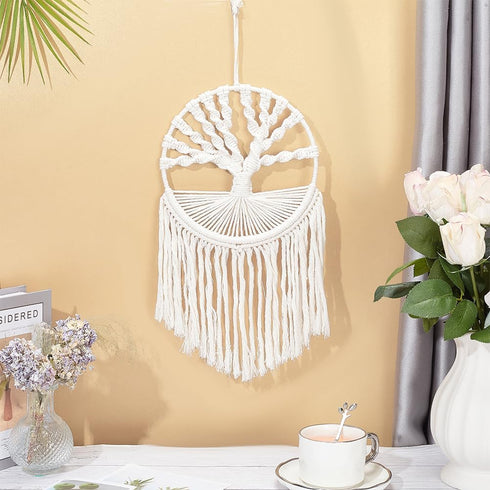 FREEBLOSS DIY Macrame Tree of Life Wall Hanging Kit Macrame Tapestry Wall Hanging Tree of Life Dreamcatcher Wall Hanging Decor for Living Room Mac...
