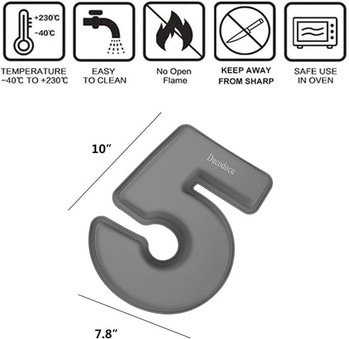 3D Silicone Cake Pans Large Number Cake Mould Novelty Cake Tins DIY Baking Mold for Birthday Wedding Anniversary 10 inch Number of 5 Gray...