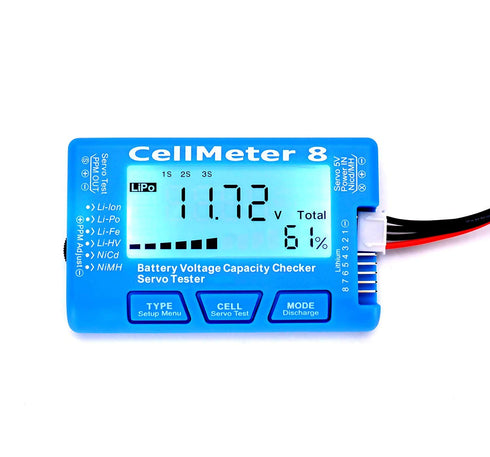 SoloGood RC CellMeter 8 Digital Battery Capacity Checker Battery Voltage Tester LCD Backlight for LiPo Life Li-ion NiMH Nicd Cell Meter Battery Ch...