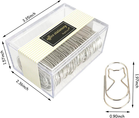Paper Clips Large,Silver Jumbo Paper Clips 2 inch Cute Decorative Fat Cat Paperclips 50pcs 50mm Wide Non Skid Smooth Finish Steel Wire Bookmark Of...