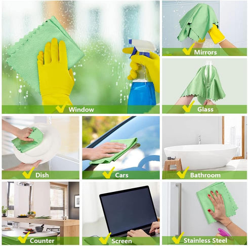HOMEXCEL Microfiber Glass Cleaning Cloths-6PK, 16"x14" Lint Free Window Cleaning Cloth, Glasses, Mirrors, Screens, Stainless Steel, Premium Microf...