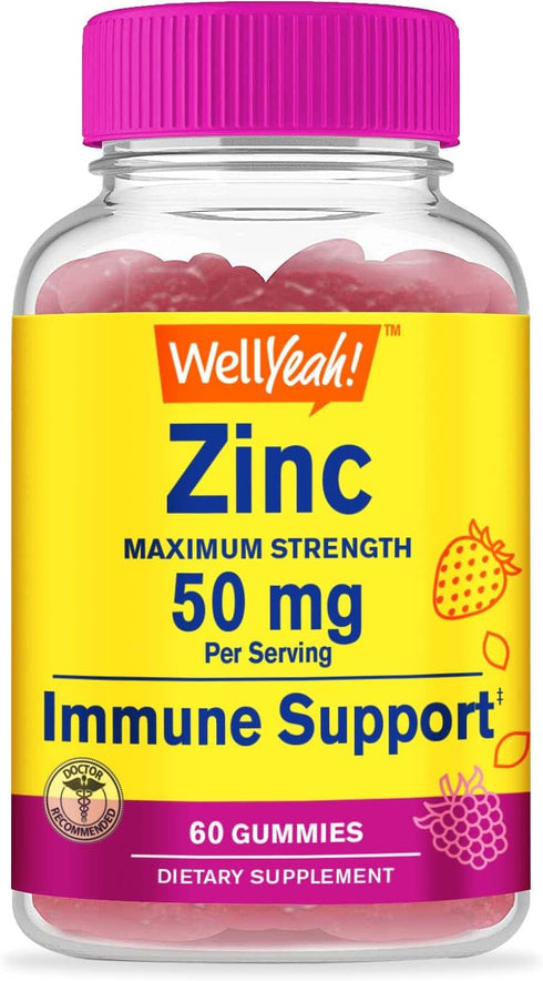 Zinc Gummies 50 mg - Supports Healthy Immune Function and Antioxidant Health - Natural Berry Flavor - Gluten-Free, GMO-Free - Chewable Gummy Dieta...