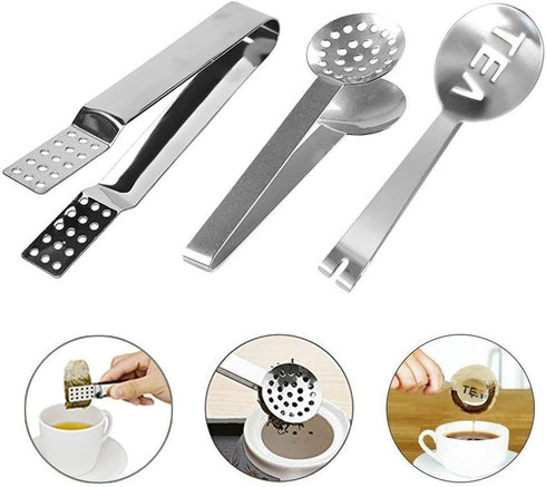 4 Pcs Stainless Steel Tea Bag Tongs Teabag Squeezer Strainer Holder Grip Metal Spoon Mini Sugar Clip Kitchen Bar Tools...