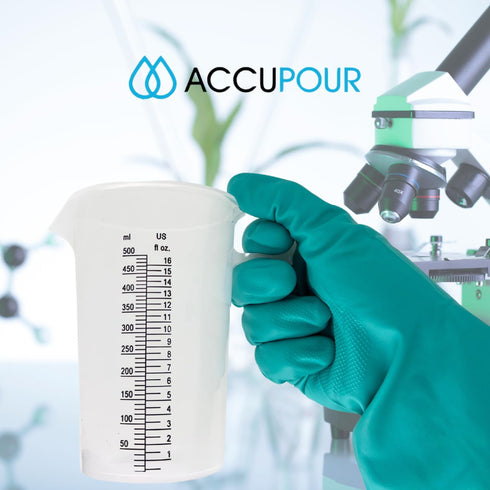 Measuring Pitcher, Plastic, Multipurpose - Great for Chemicals, Oil, Pool and Lawn - Ounce (oz) and Milliliter (mL) Increments, Bundle with ACCUTE...