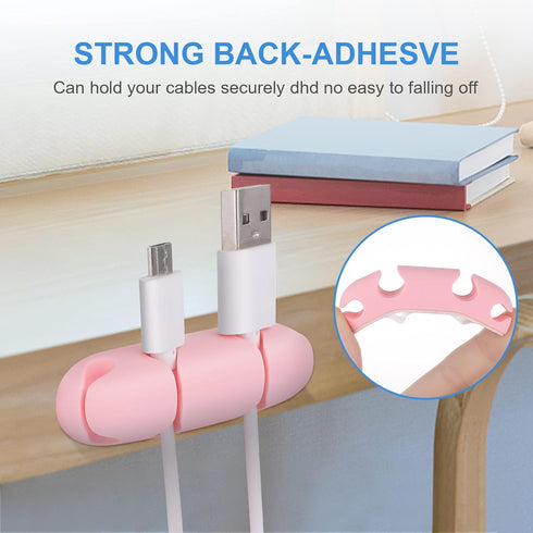 Cable Clips 3PCS Cord Wire Organizer Cable Management Holders 4 Hole Silicone Cable Harness USB Charging Accessory Cable Holder for Office and Hom...