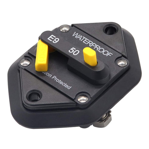 50 Amp Circuit Breaker with Manual Reset for Car Audio RV Truck Boat Marine, DC 12V - 48V | Waterproof IP67 Protection 50A Panel Mount...