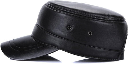 Vintage Solid Lambskin Leather Military Cadet Cap Army Hat...