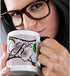 3dRose Cherry Blossom Flower Monogram Initial K Two Tone Mug, 11 oz, Black/White...