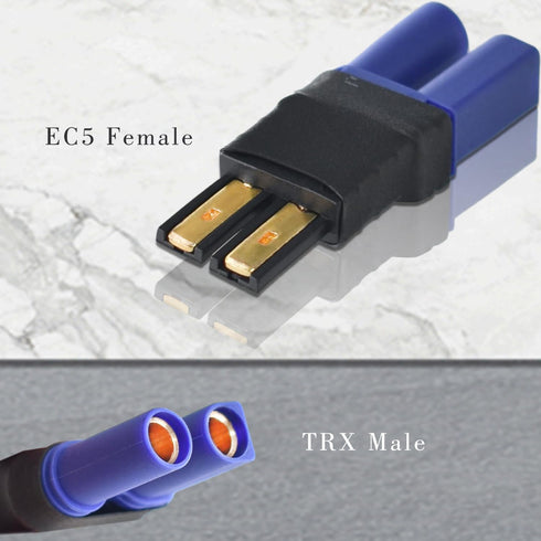 2 Pair RC LiPo Battery Connector Adapter Compatible with TRX/Traxxas Lipo Battery Plug to EC5 Male Female Connectors ESC Charger...